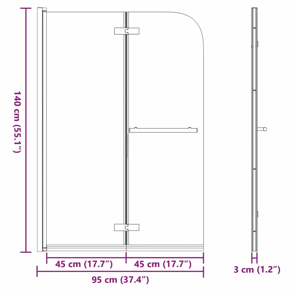 Involucro Doccia Oro 95 x 140 cm Vetro ESG e Alluminio 42018540