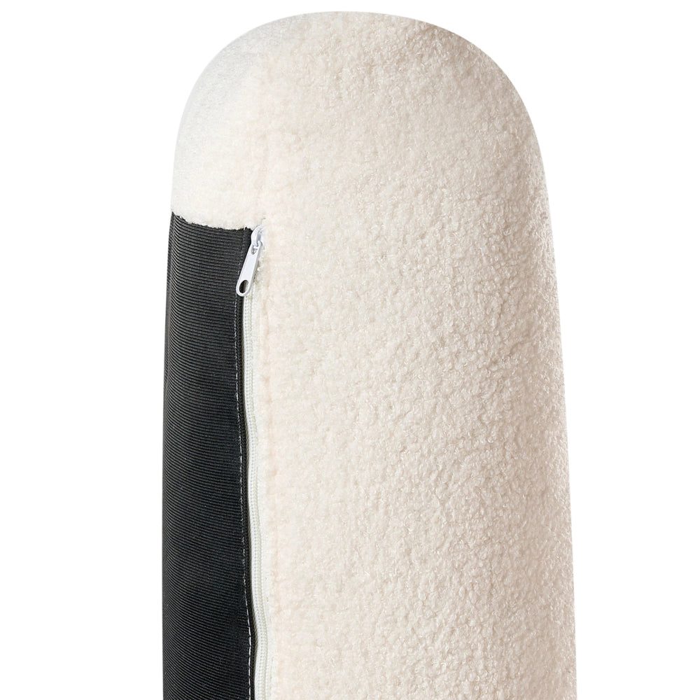 Divano angolare sinistro Rivestimento in bouclé bianco Gambe in legno Elegante