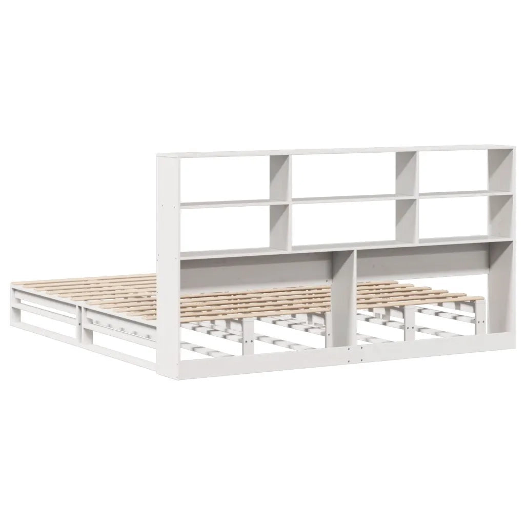 Letto Libreria senza Materasso Bianco 180x200 cm Legno Massello