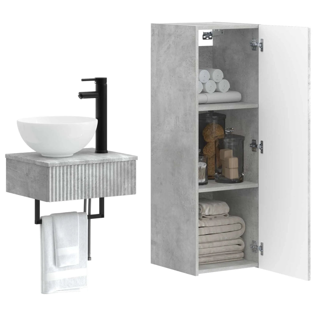 Set di mobili per il bagno 2 pz Grigio Cemento 3406096