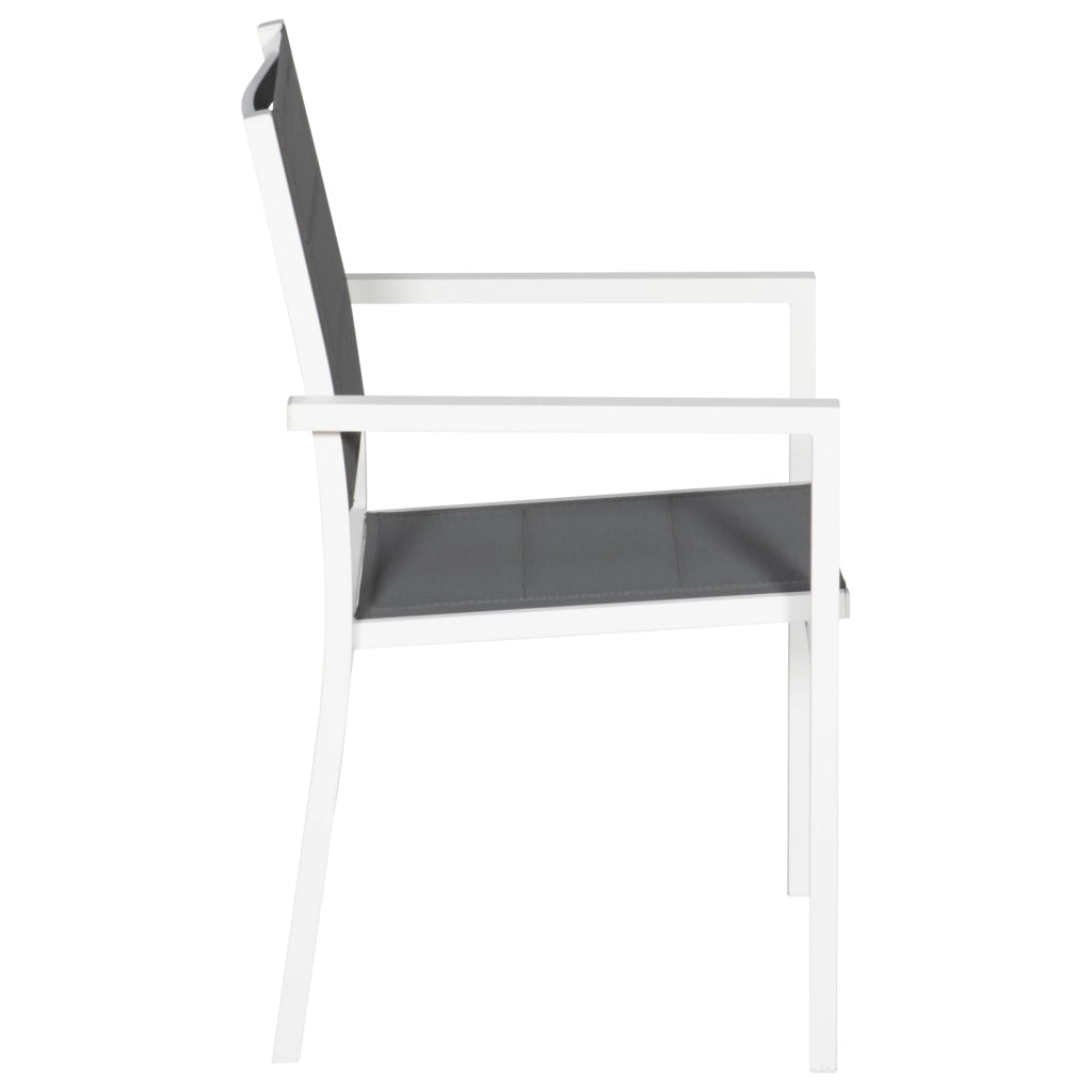 Set di 4 sedie imbottite in alluminio bianco - textilene grigio