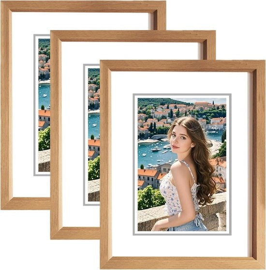 Set di cornice in legno per foto da 3 pezzi - 15 x 20 cm - Stile art déco - Cornice per galleria di foto per camera da letto, soggiorno e ingresso