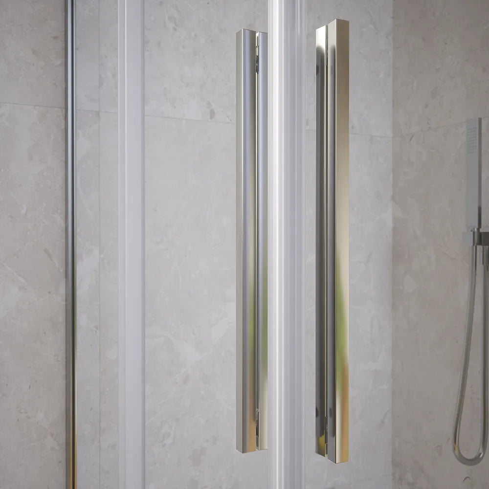 Box doccia angolare 90x90cm due ante scorrevoli  vetro 8mm trasparente profili cromati h195 | Creta