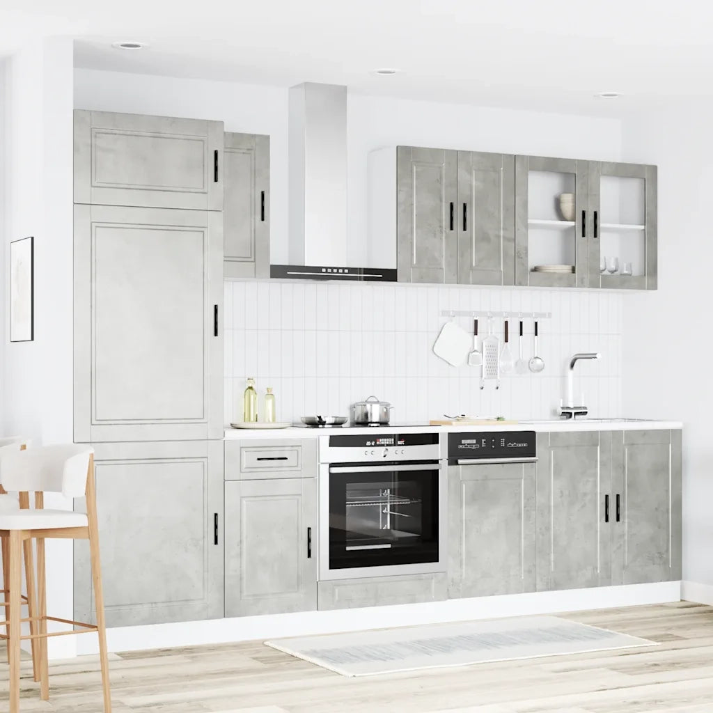 Set Mobili da Cucina 8 pz Kalmar Grigio Cemento in Truciolato 3314815
