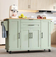 Mobile cucina con piano estraibile 136x70x92 cm in MDF verde antico