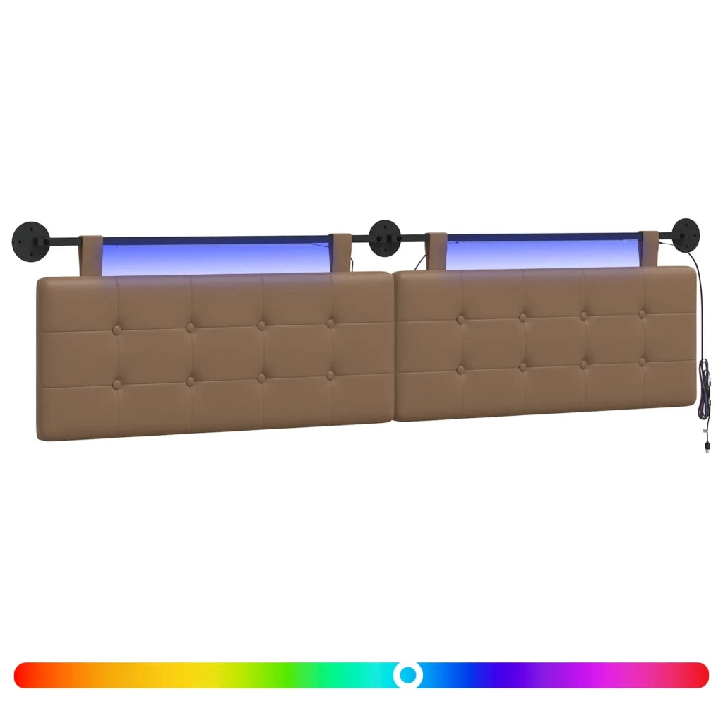 Testiera | Testata sospesa Con luce LED Cappuccino Similpelle