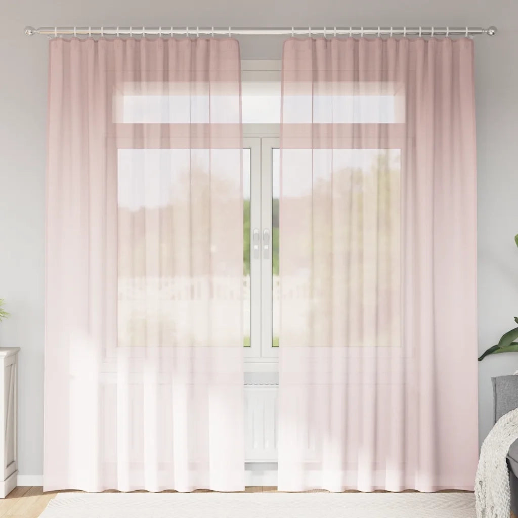 vidaXL Tende in Voile con Tasche per Aste 2 pz Rosa Chiaro