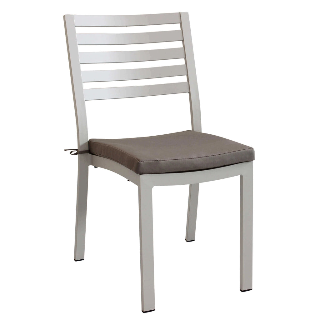 SEDIA FORMENTERA IN ALLUMINIO TORTORA CON CUSCINO TAUPE