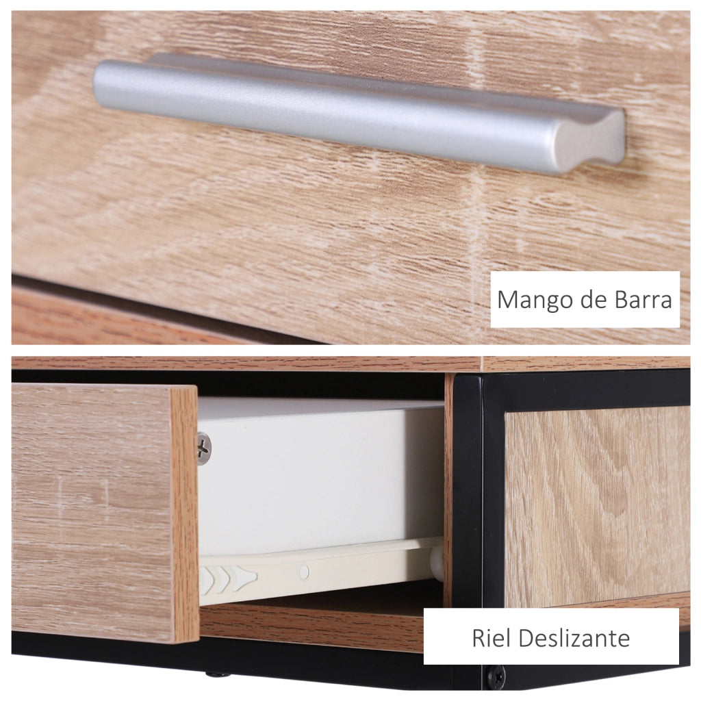 Consolle con cassetti in acciaio per ingresso ¨C zephmum ¨C rovere 120x30x81,5 cm