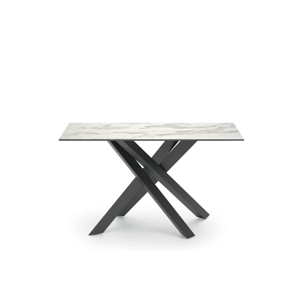 Consolle Xenia 110x30 cm con top in ceramica marmo bianco e struttura in metallo verniciato antracite - Stones