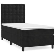 Letto singolo | Letto per adulti | Giroletto a Molle con Materasso Nero 90x190 cm in Velluto