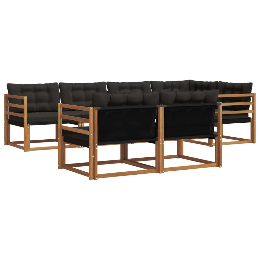 Set di divani da esterno con cuscino 7 pcs Naturale e Nero