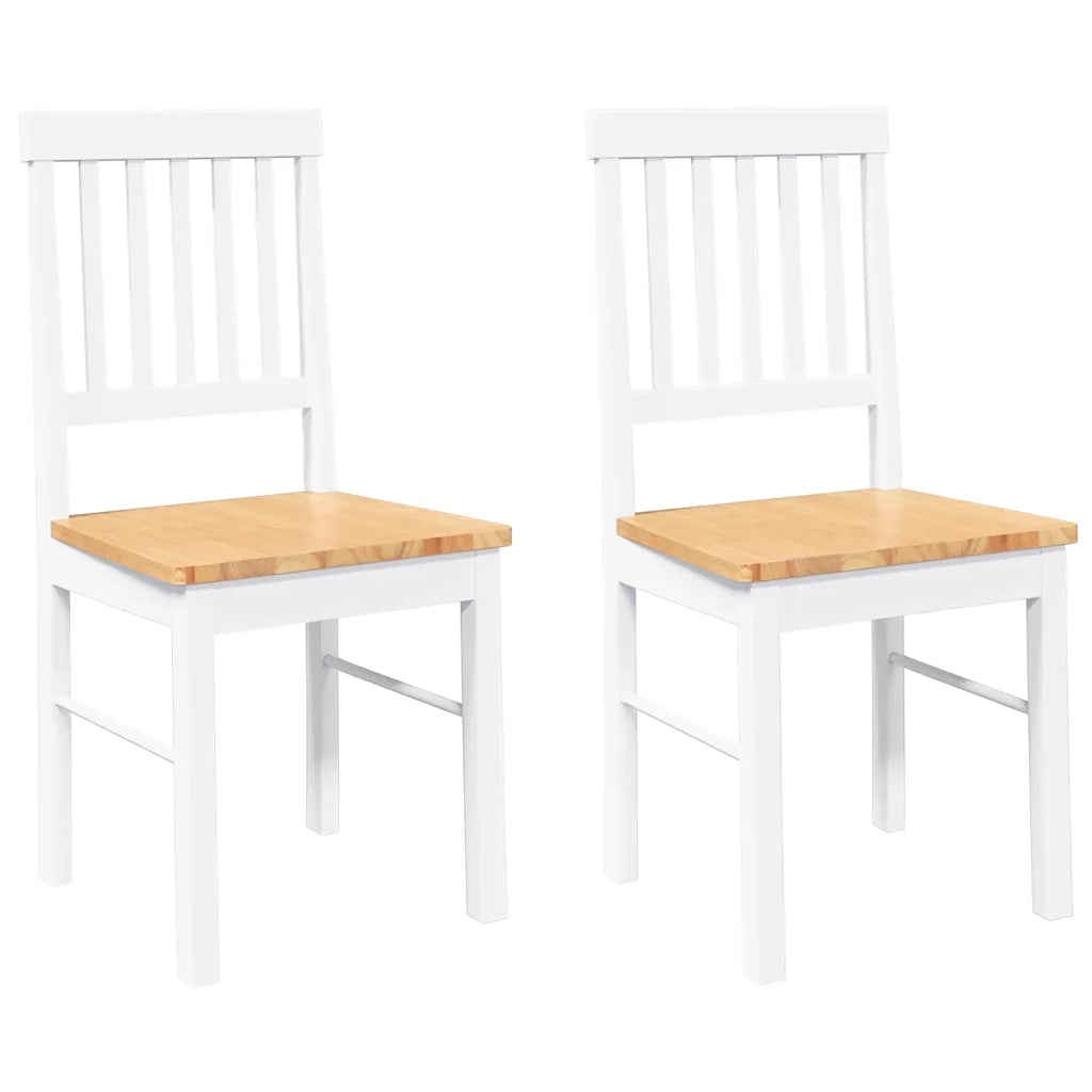 Sedie da Pranzo 2 pz Bianche in Legno Massello di Hevea 4102430