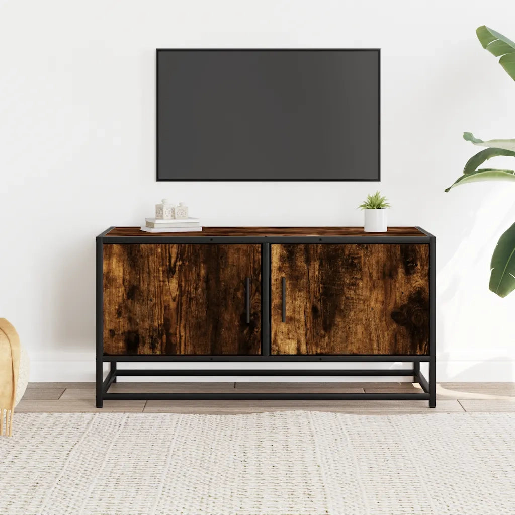 vidaXL Mobile TV Rovere Fumo 80x34,5x40 cm Legno Multistrato e Metallo