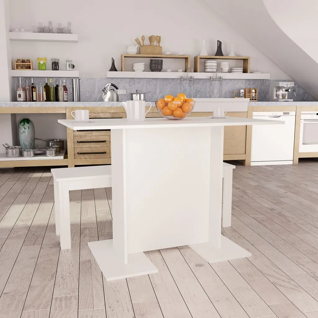 Tavolo da Pranzo Bianco 110x60x75 cm in Legno Multistrato 800243