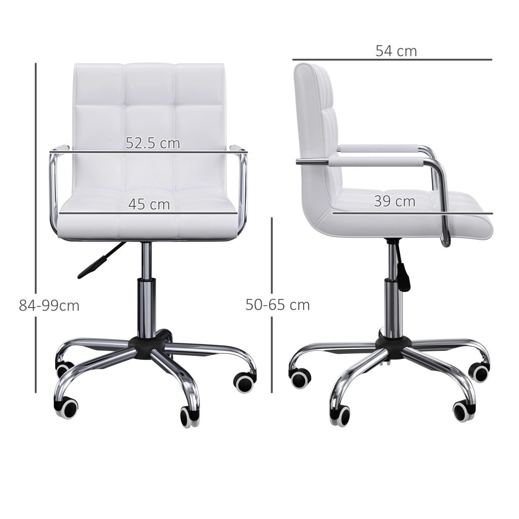 Sedia da Ufficio ¨C Zephmum ¨C Pelle Bianca 52.5x54x84-99cm