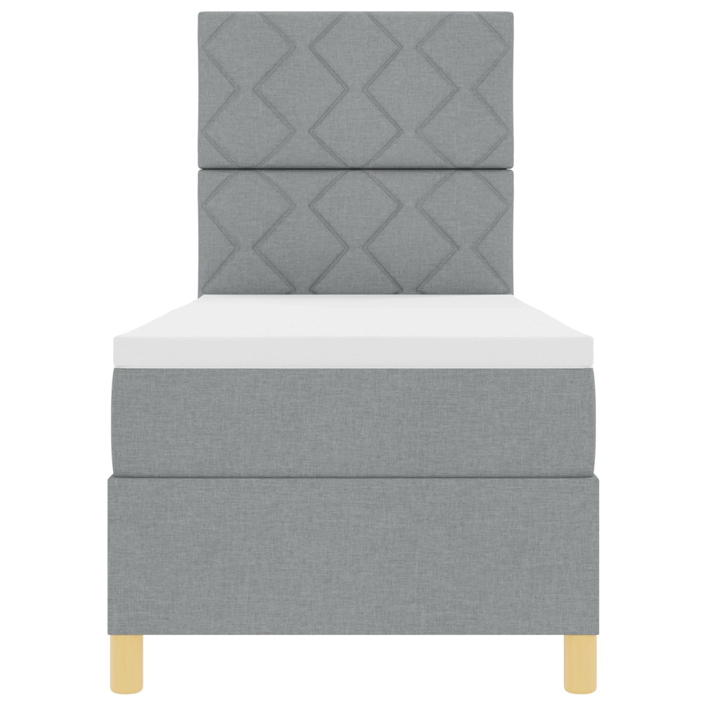 Letto box spring con materasso grigio chiaro 80x200 cm in tessuto
