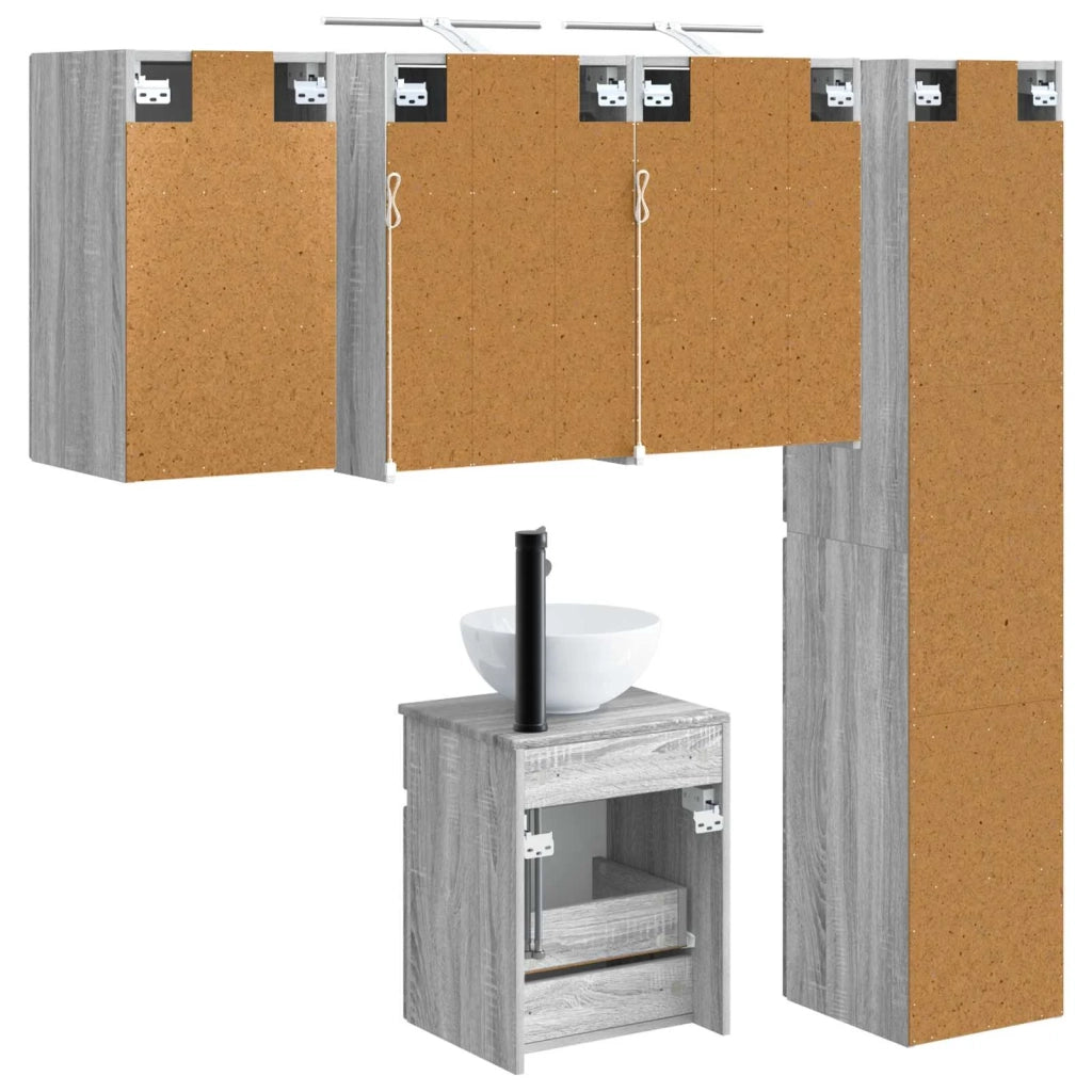 Set di Armadi da Bagno 5 pcs Sonoma grigio 43 x 16 x 62,5 cm 3407348