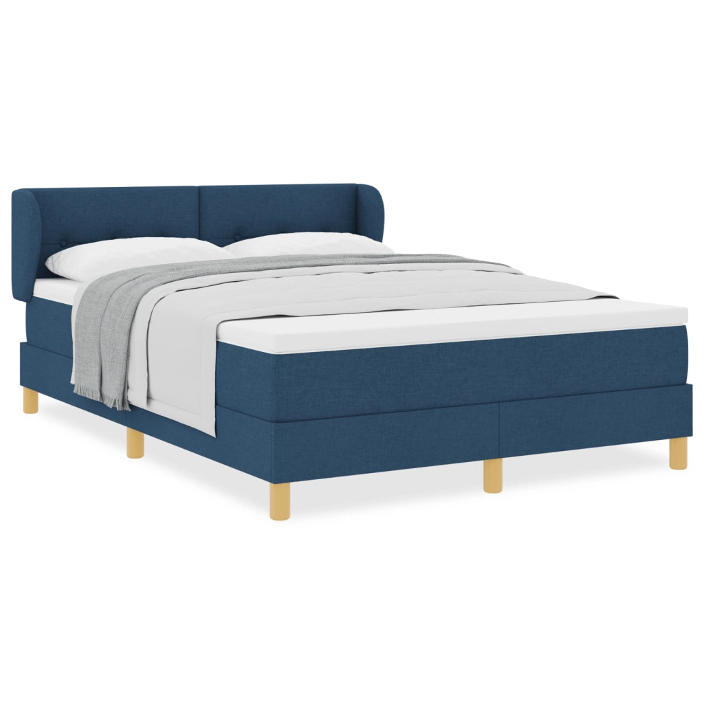 Letto Box Spring Blu con Materasso, 140x190 cm Tessuto