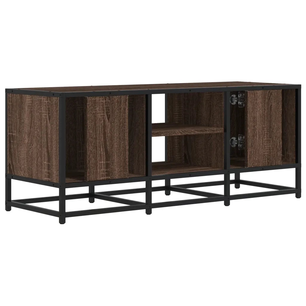 Mobile TV-Credenza per TV-Console TV Rovere Marrone 100x35x41 cm Legno Multistrato Metallo