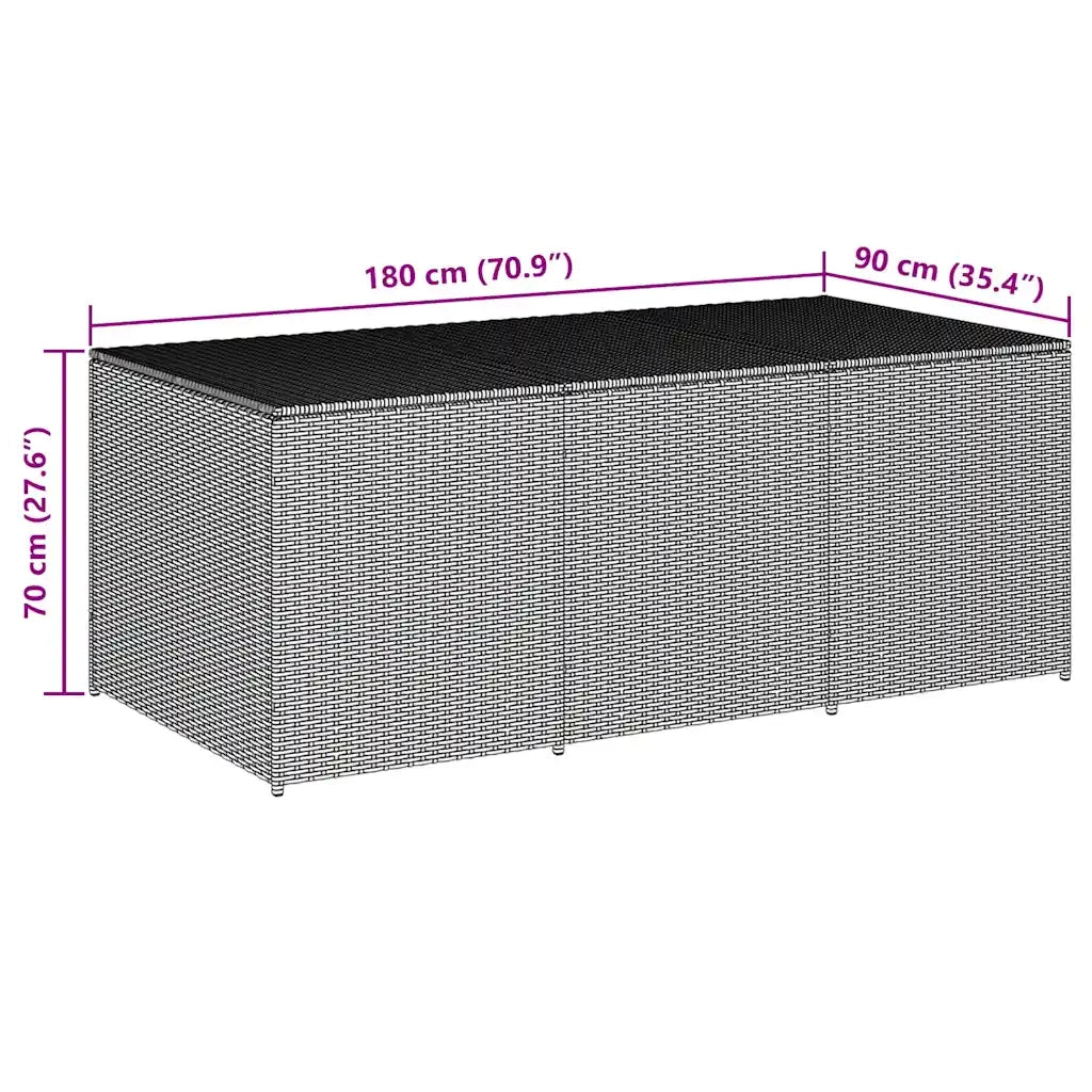 Baule da Giardino in Polyrattan 180x90x70 cm Grigio CFW4681175