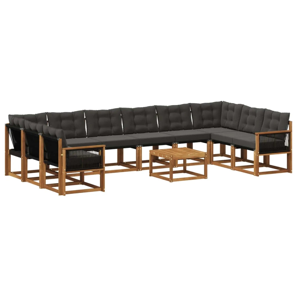 Set di divani da esterno 11 pz Naturale e Nero 3382256