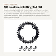 Pannellamento per mountain bike 38T - 104 BCD - Lega di alluminio - Facile da installare - Nero, leggero - Pannellatura per bicicletta