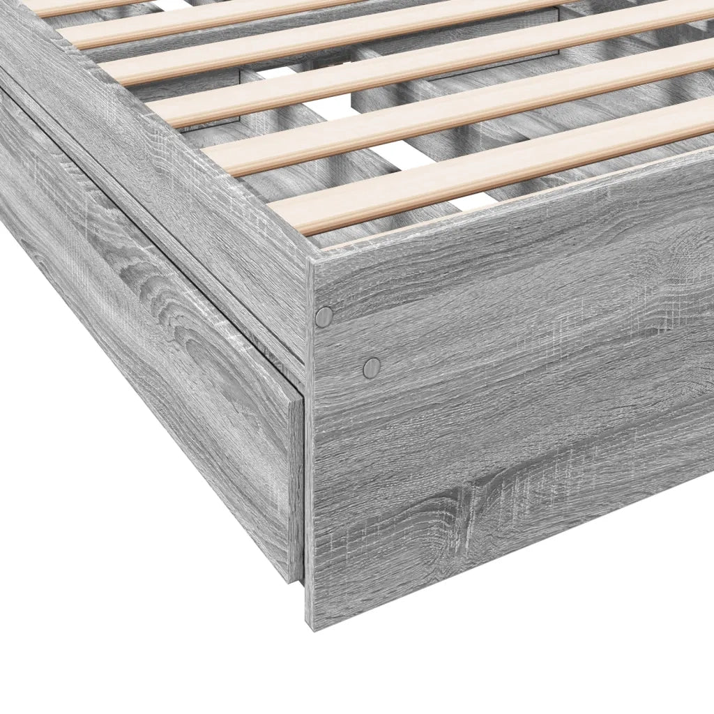Letto singolo | Letto per adulti | Giroletto Cassetti Grigio Sonoma 75x190 cm Legno Multistrato
