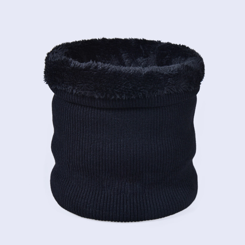 Sciarpa spessa in maglia a tinta unita da donna, elegante e calda per il collo, foderata in pile, perfetta per l'inverno.