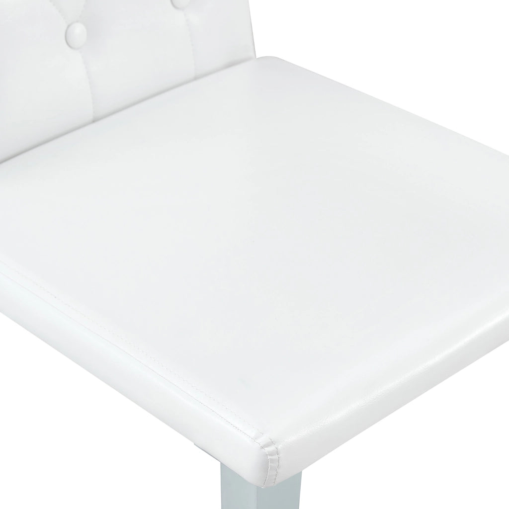 SEDIA da pranzo Set da 4 pezzi 89 cm Bianco PU con gambe in metallo argento