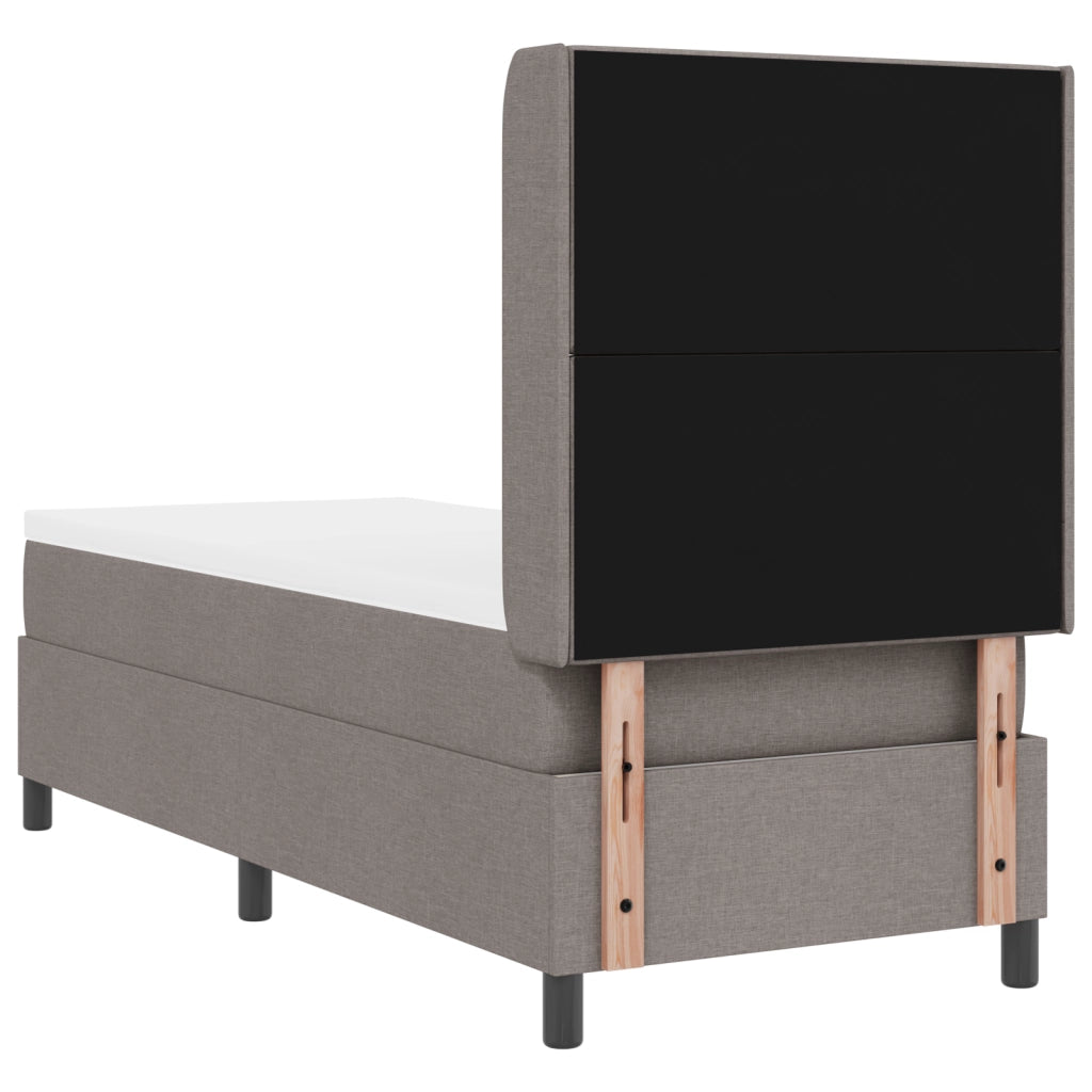 Letto Box Spring  con Materasso e LED in Tortora, 80x200 cm Tessuto
