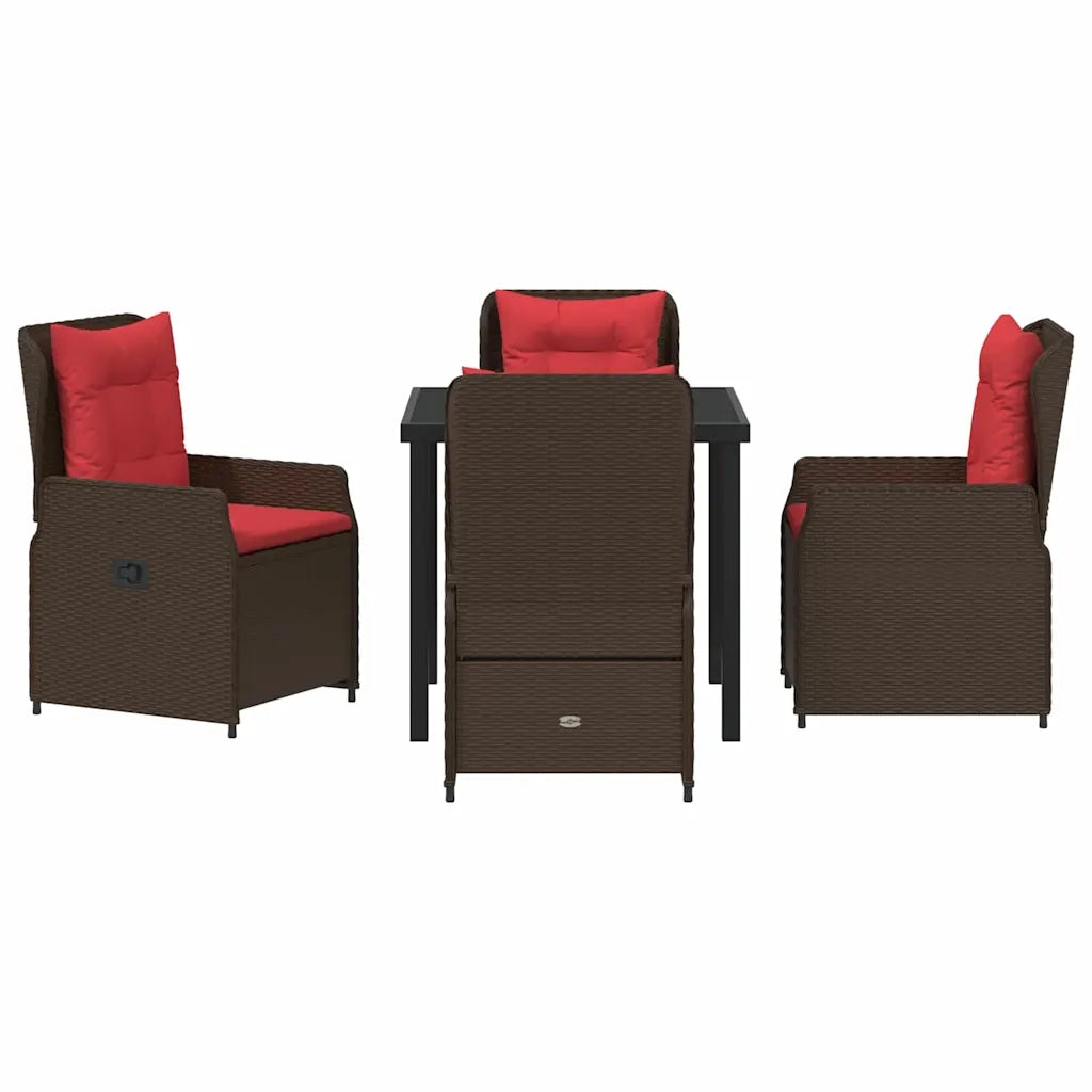 Set da Pranzo per Giardino 5 pcs Marrone Poly Rattan 3381024