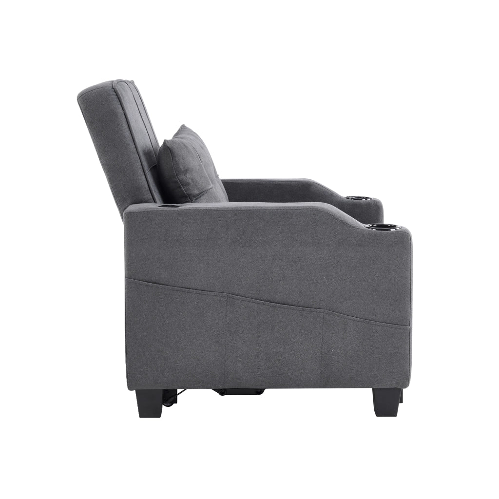 Divano Letto Singolo Estraibile con Portabicchieri e USB ¨C MINIMAL ¨C Tessuto