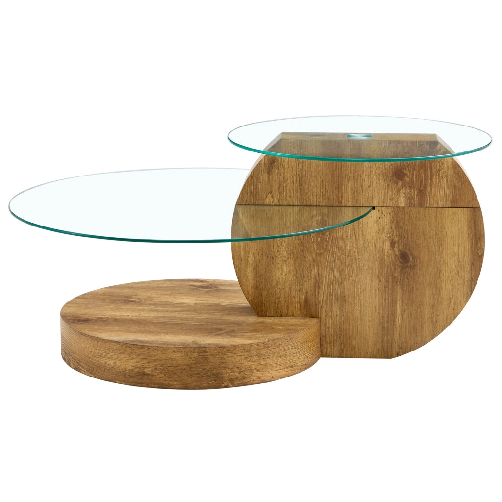 Tavolino basso in vetro temperato 69;8 cm trasparente MDF con ripiani