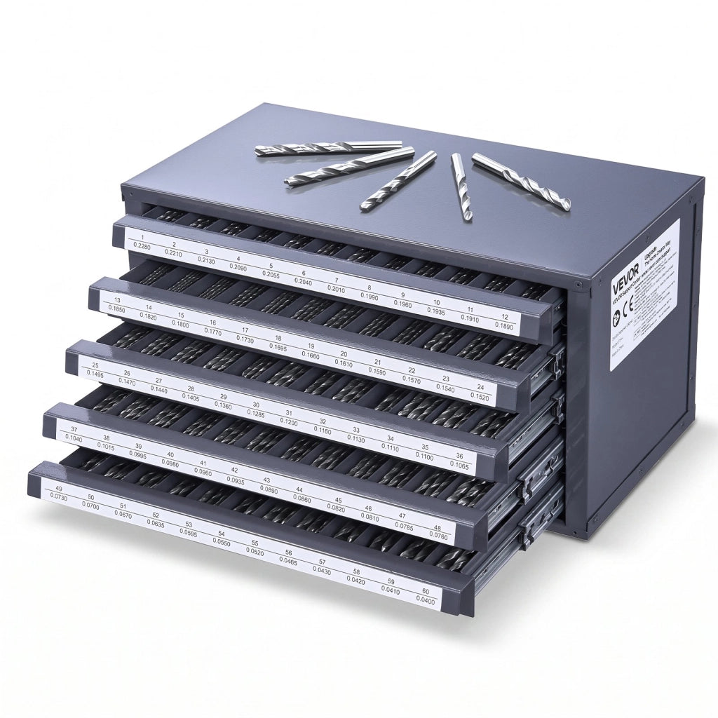 Cassetta Organizer per Punte da Trapano 60 Scomparti 5 Cassetti in Acciaio 37,5x20x20 cm Robusta per Officina e Fai da Te