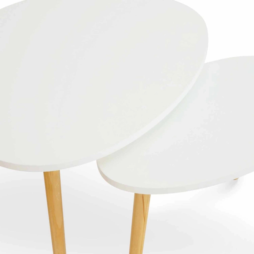 IDMarket - Set di 2 tavolini nidificanti GAIA laccato bianco scandinavo