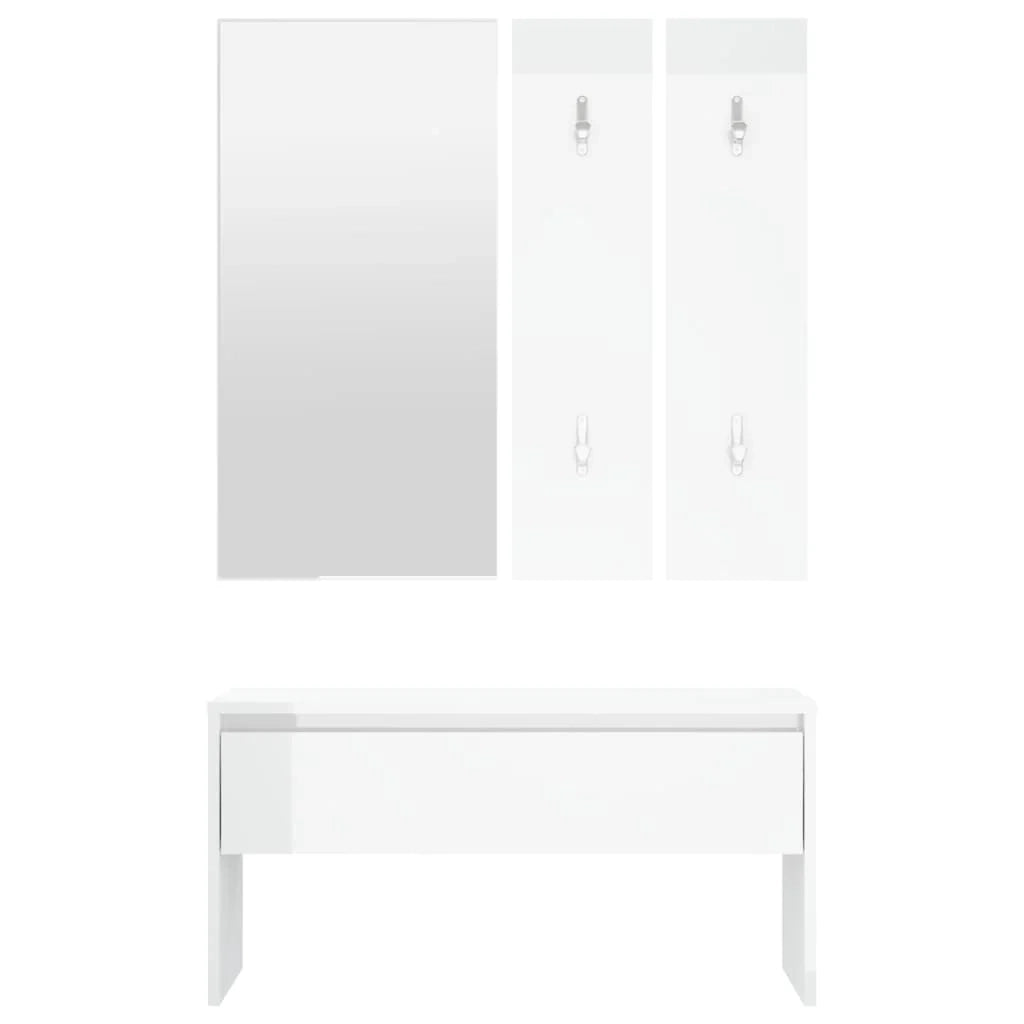 Set di mobili da ingresso in legno ingegnerizzato bianco lucido 02_0010856
