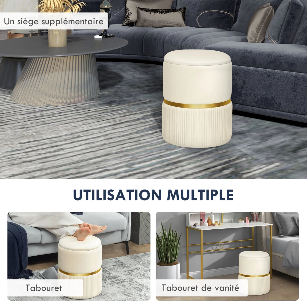 Pouf con ripostiglio in velluto ¨C zephmum ¨C 36x36x44 cm beige
