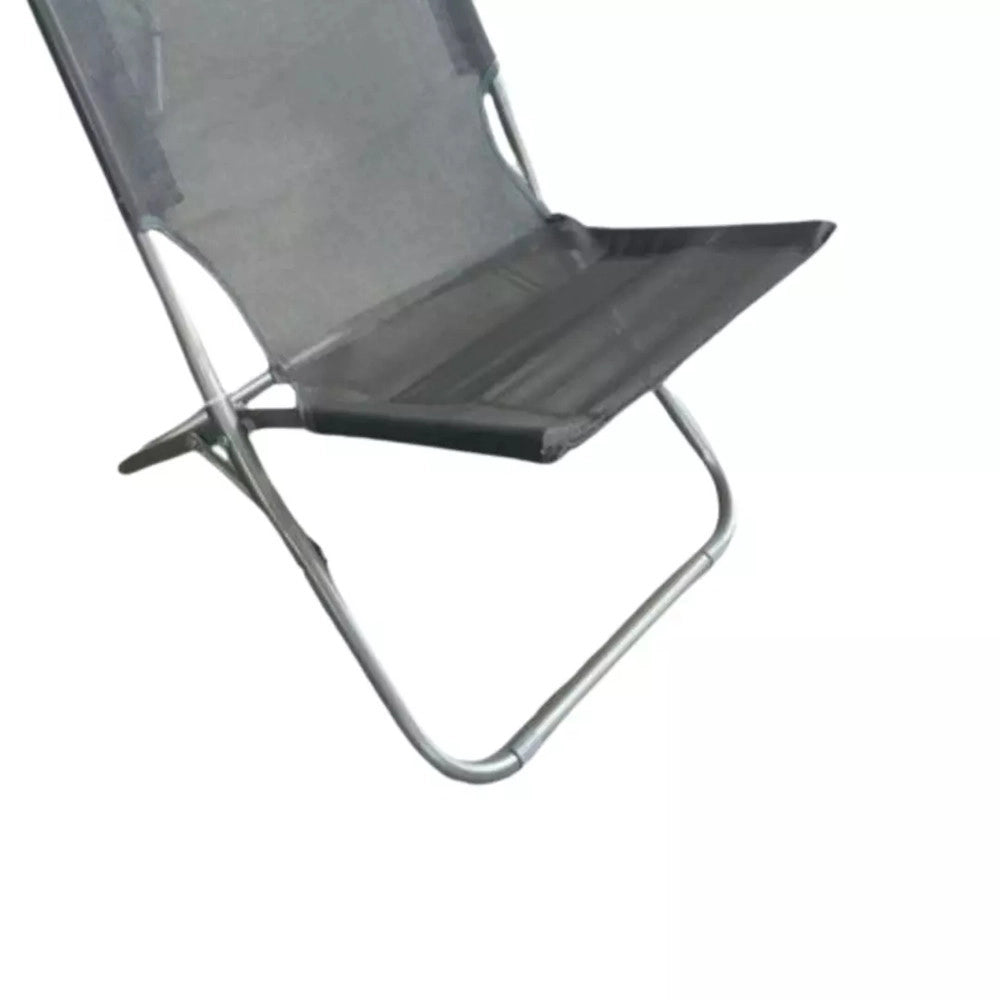 Trade Shop - Spiaggina In Textilene Grigia Pieghevole Sedia Per Mare Campeggio 57x47x72cm 281052 -