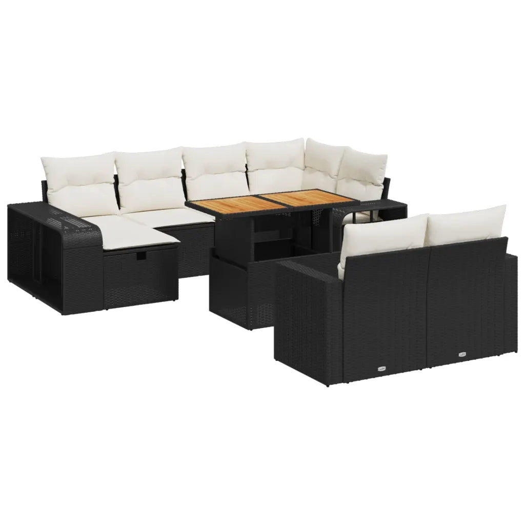Set Divani da Giardino 11 pz con Cuscini in Polyrattan Nero 3276512