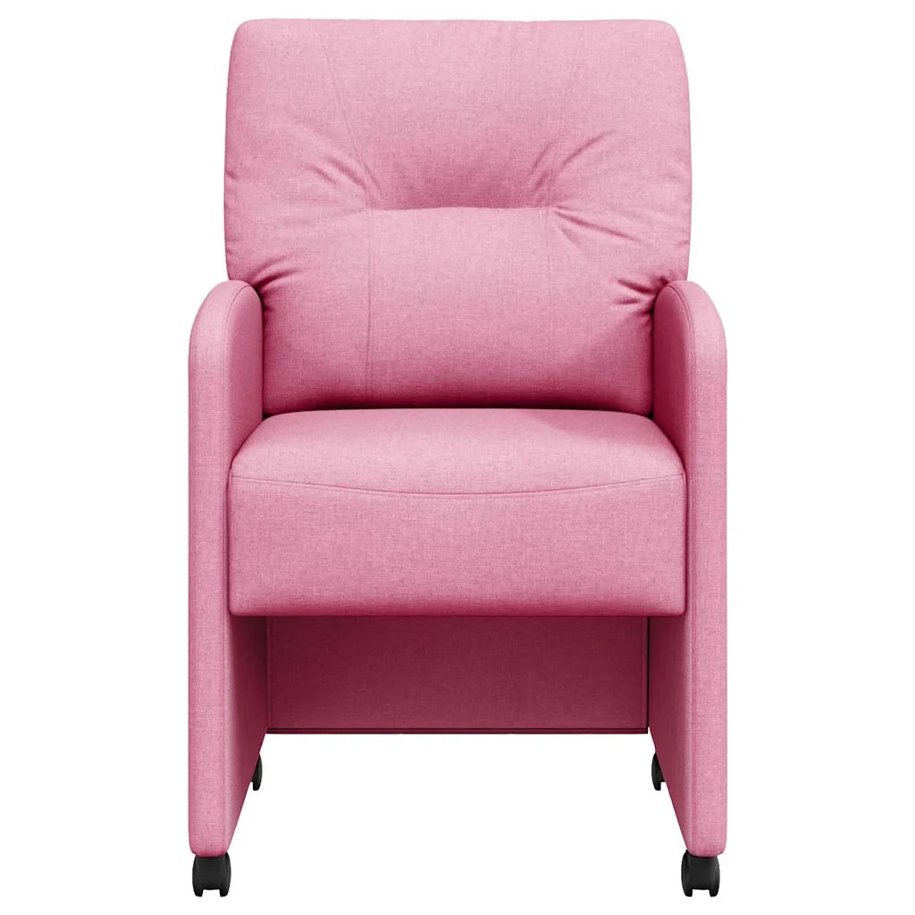 Sedie da Pranzo con Ruote 2 pcs Rosa 57 x 67 x 95 cm Tessuto