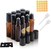Set di 12 flaconi in vetro bruno - contenuto 10 ml - resistenti allo shock - impermeabili - vetro di alta qualità - flaconi per oli