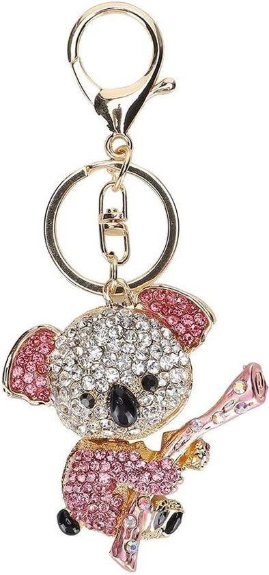 Sleutelhanger con design koala in cristallo rosato e cristallo 

Modello: Allecto plus 

Materiali: lega e metallo con strass