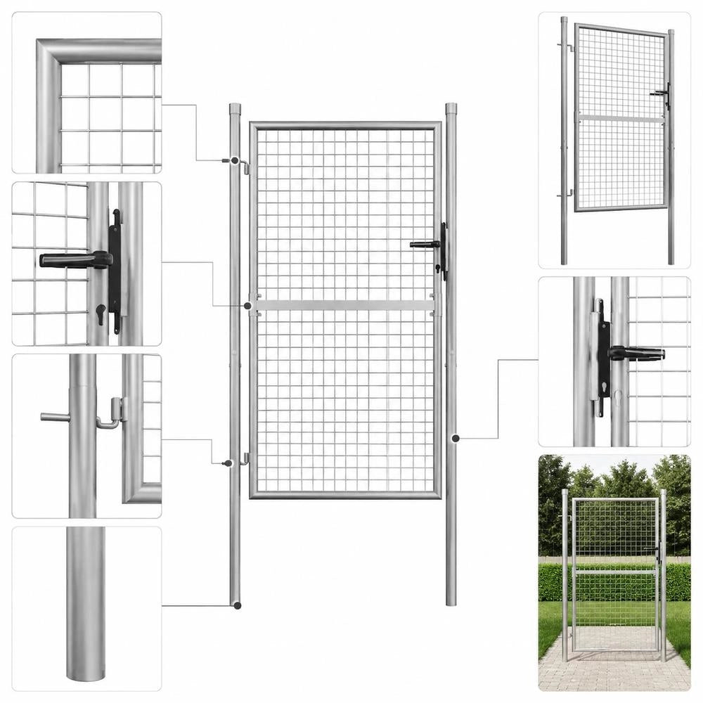 Garden Gate, Galvanized Steel, 105 X 125 Cm, Silver