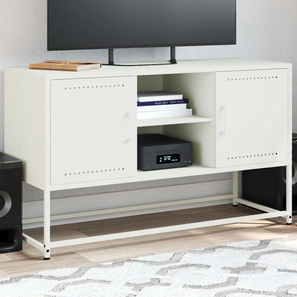 Mobile TV Bianco 100,5x39x60,5 cm in Acciaio