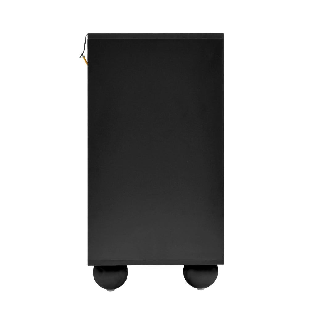 Madia moderna 140x38x74;5 cm in truciolare bianco e nero con sei cassetti