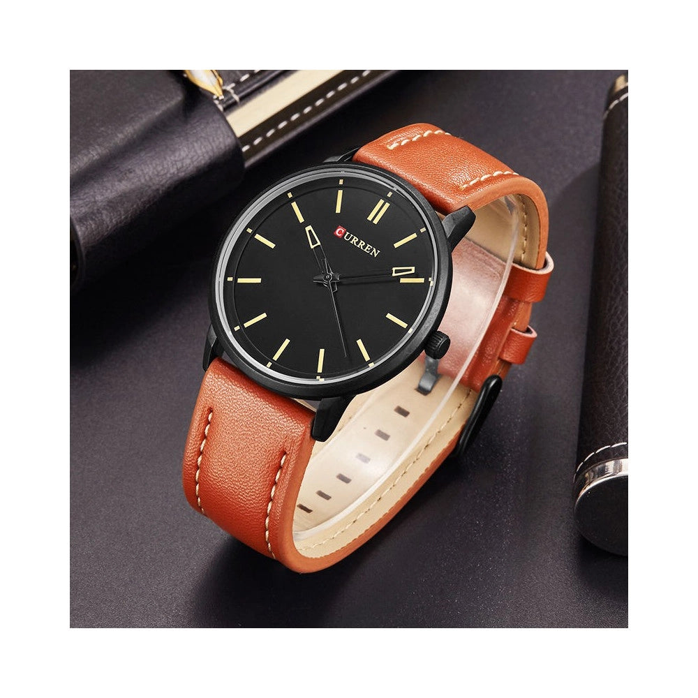 Trade Shop - Orologio Da Polso Curren 8233 Uomo Analogico Quarzo Moderno Marrone Nero -