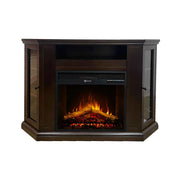 Madison - Camino elettrico angolare da terra 126x78xH83 cm, con effetto fiamma, colore legno noce