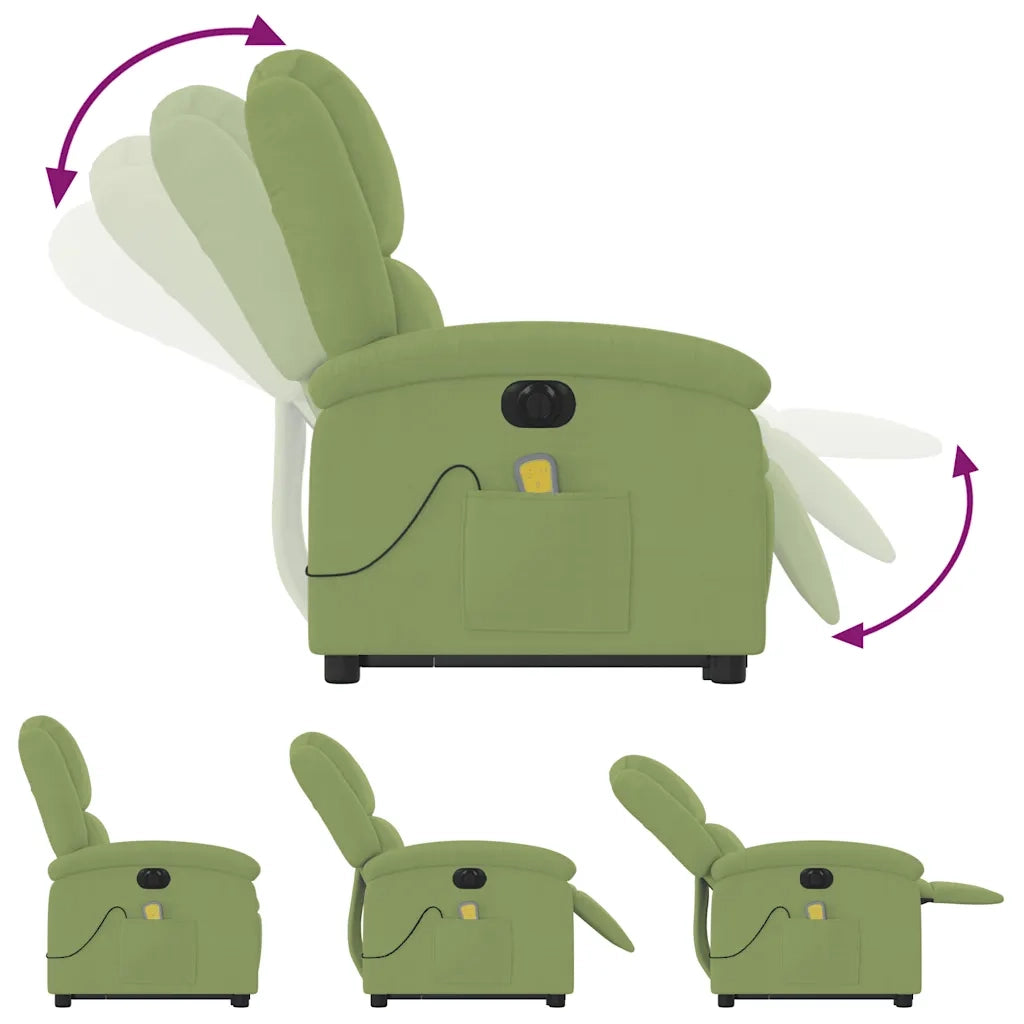 Poltrona Alzapersona Massaggi Elettrica Verde Chiaro Velluto