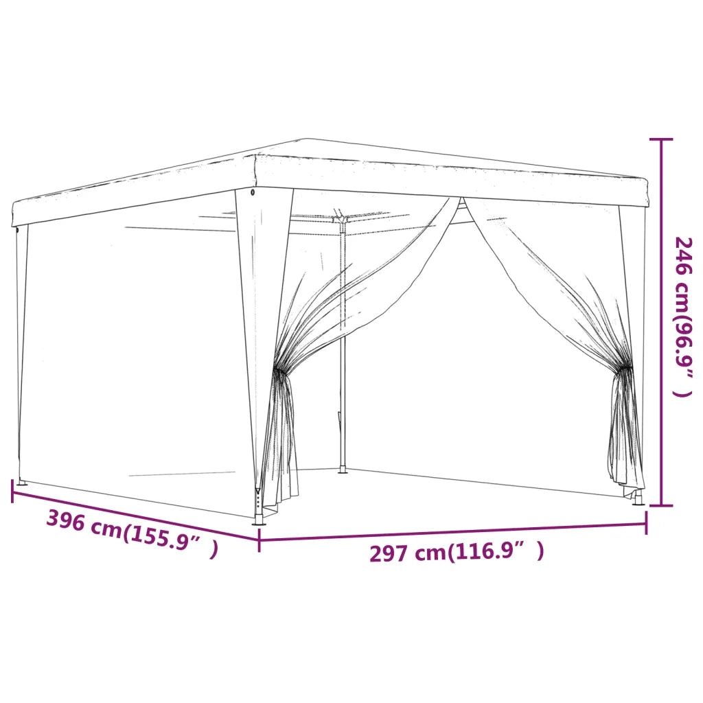 Tenda per Feste con Pareti Laterali in Rete-Tenda Gazebo Rossa 3x4 m HDPE